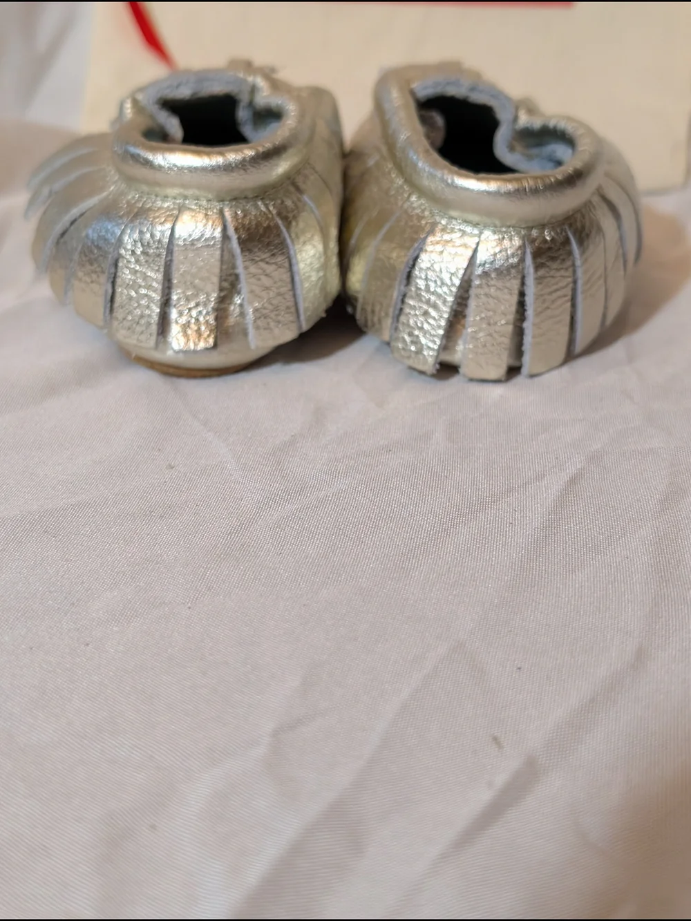 Zutano Platinum Metallic Fringe Moccasin Baby Shoes